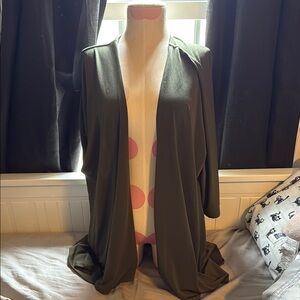 Olive Green Open Front Cardigan